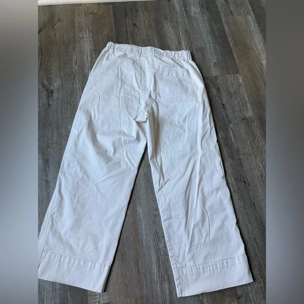 J. Crew Wide Leg Trouser Pants White Cream Size M Stretchy Hippie Boho Trendy